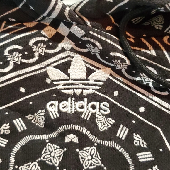 Adidas Hoodie Geometric Black & White Rare Size M - Picture 4 of 6